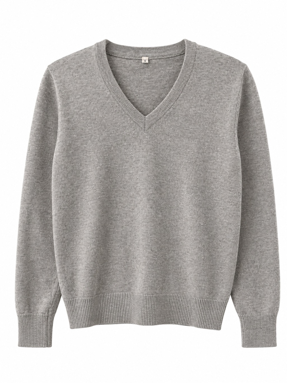 Women’s Gray V Neck Sweater Size S Lightweight Knit Pullover Classic Basic - Picture 5 of 10